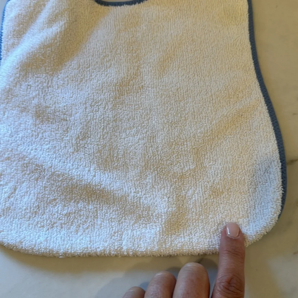 Adorable vintage beach print bib with terry backing